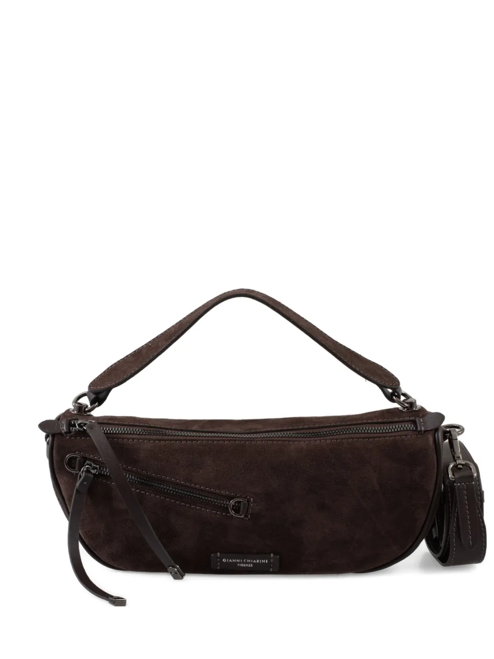 GIANNI CHIARINI Kleine suède shopper met logopatch Bruin
