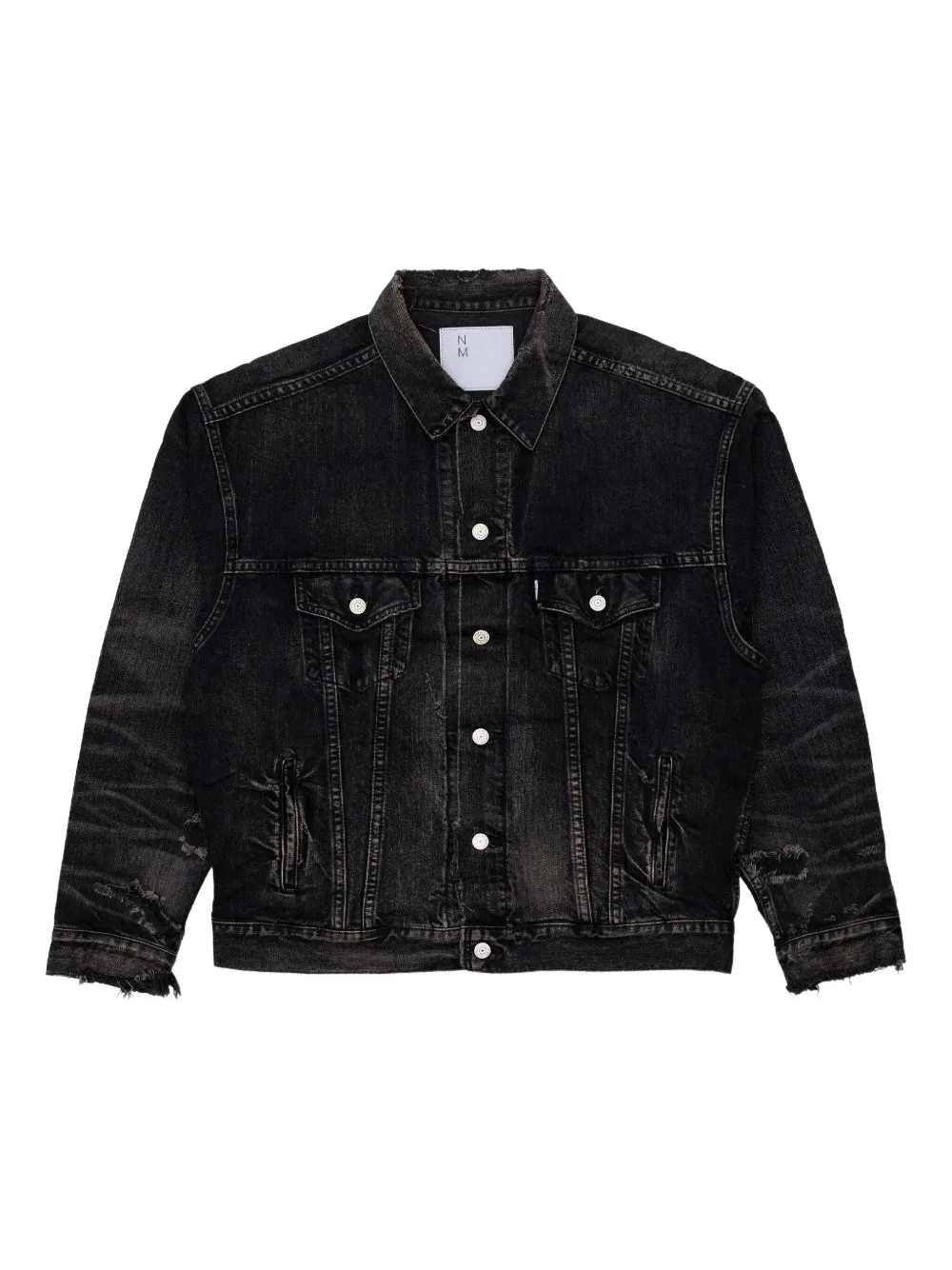 Junya Watanabe MAN chamarra de mezclilla con acabado envejecido | negro | Image 1