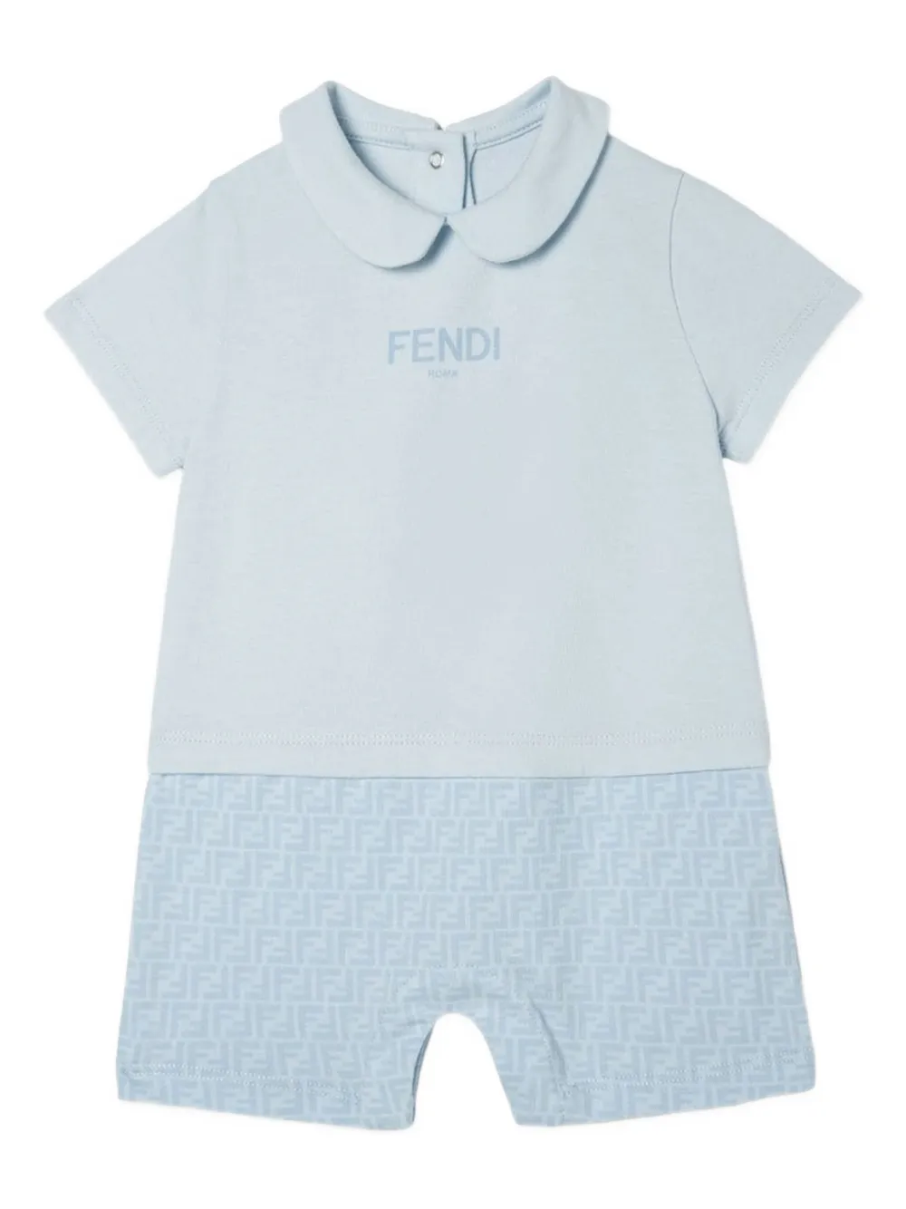 Fendi Kids logo-print peter-pan-collar romper - ブルー Fendi Kids logo-print peter-pan-collar romper - ブルー