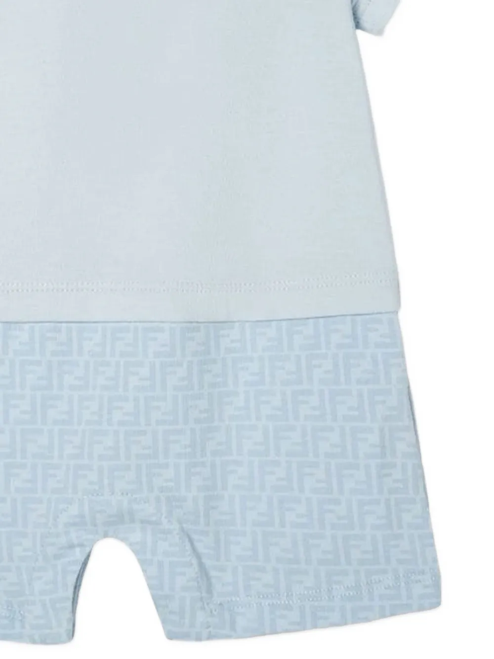 Fendi Logo-print Peter-pan-collar Romper In Blue