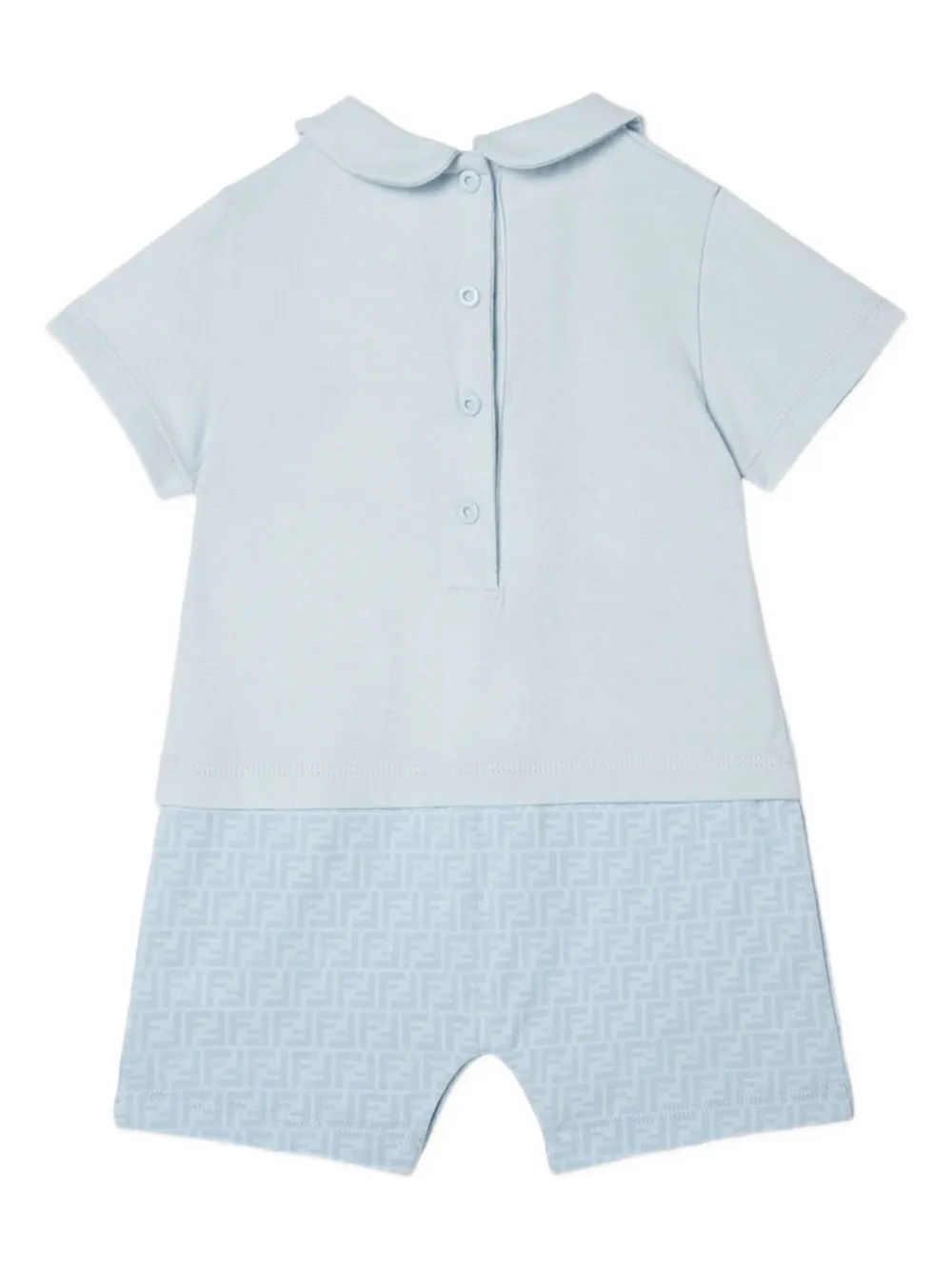 Fendi Kids logo-print peter-pan-collar romper - Blauw
