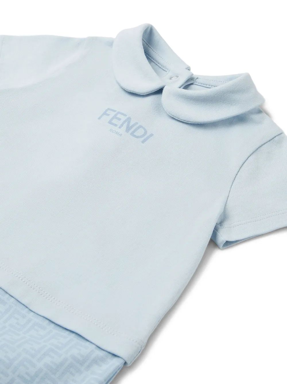 Fendi Kids Romper met Peter Pan-kraag en logoprint Blauw