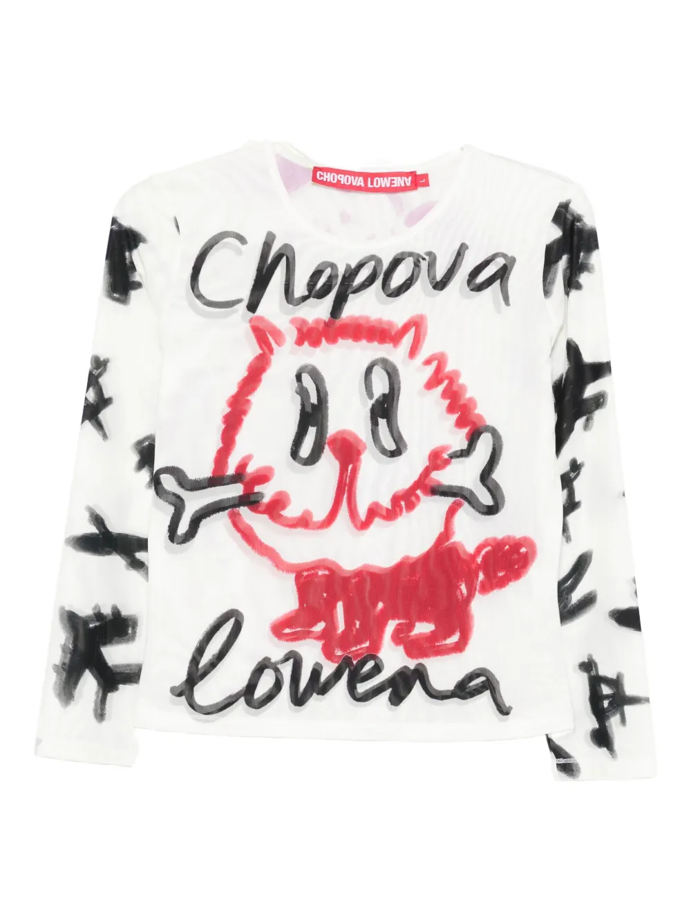Chopova Lowena Logo-print Long-sleeve Top In White