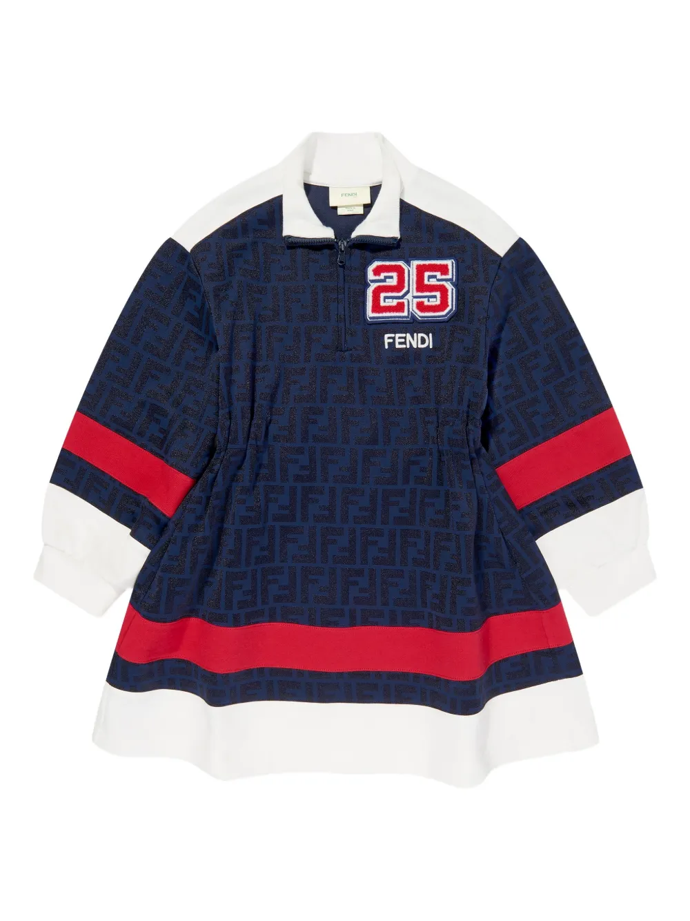 Fendi Kids FF-pattern zip-up dress Blauw