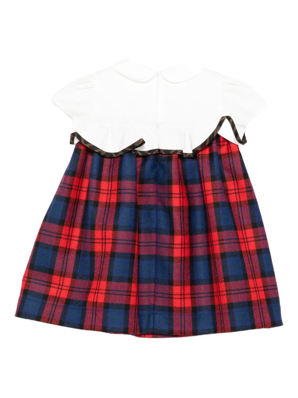 Fendi Kids tartan ruffled dress Wit