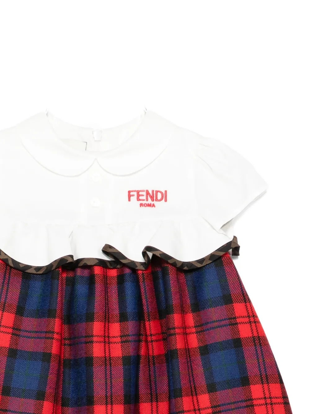 Fendi Kids tartan ruffled dress Wit
