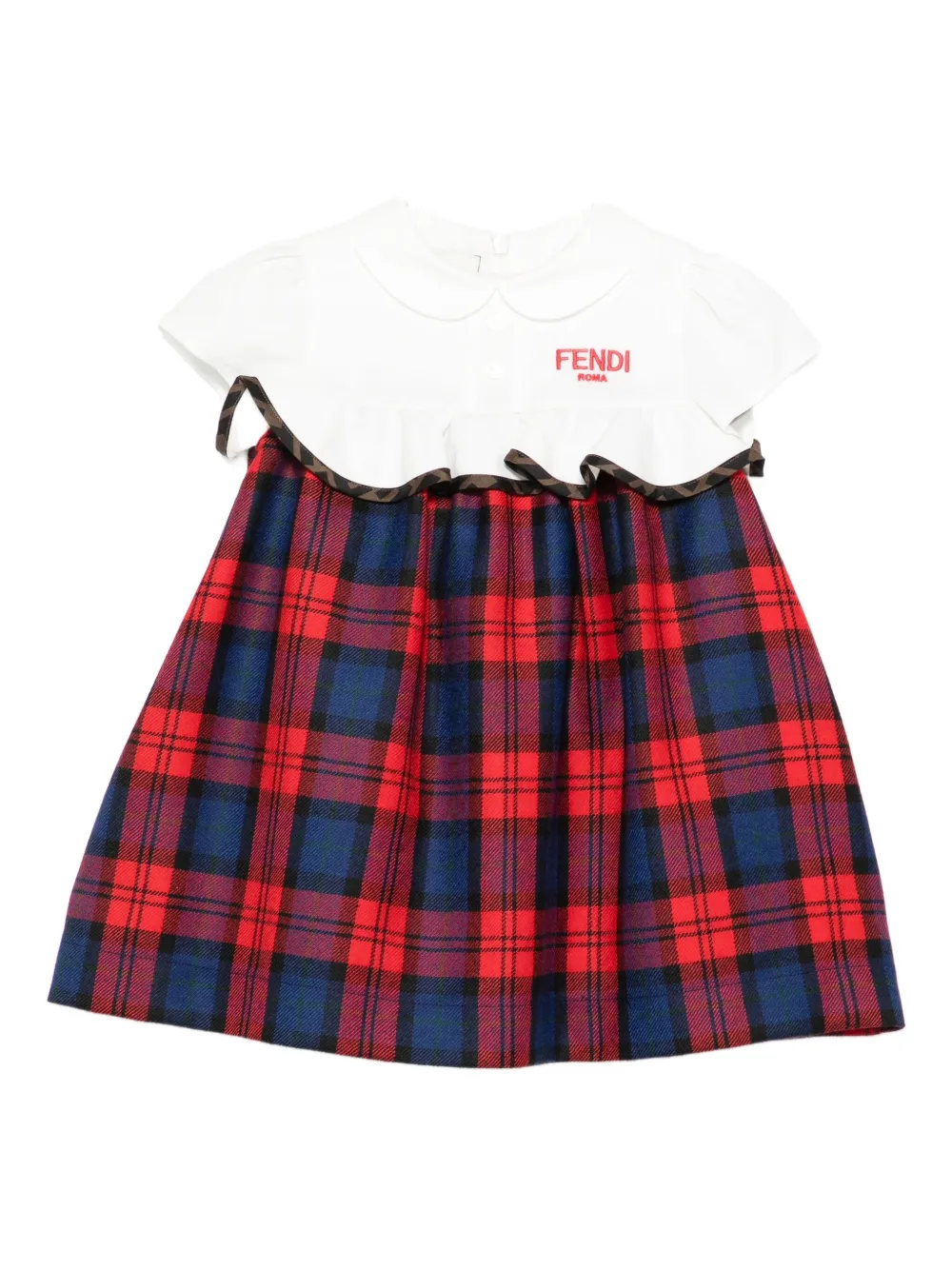 Fendi Kids tartan ruffled dress Wit