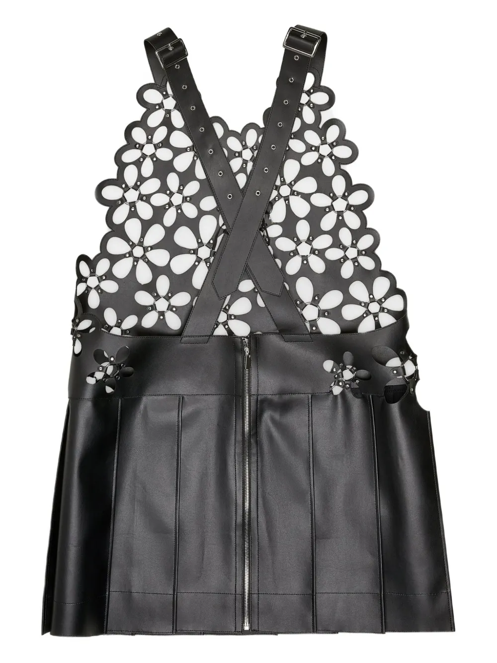 Noir Kei Ninomiya floral pleated mini dress - Zwart
