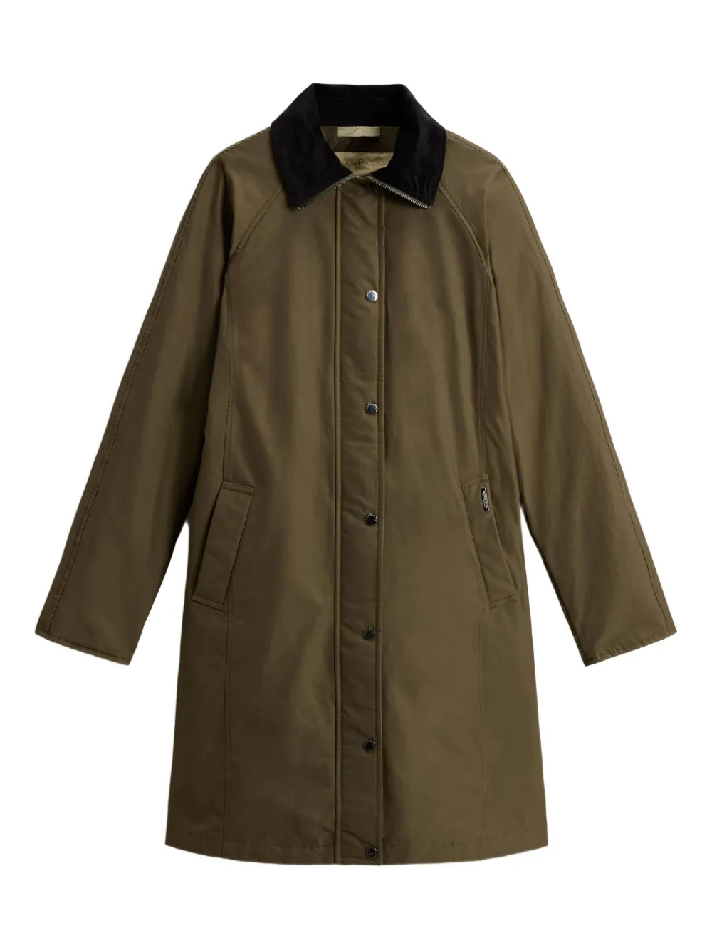 Woolrich corduroy-collar single-breasted coat | Green | Image 1