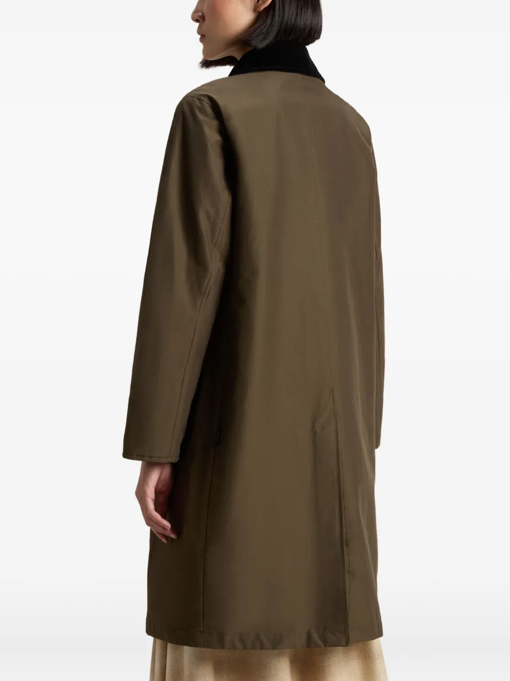 Woolrich Corduroy-collar Single-breasted Coat In Green