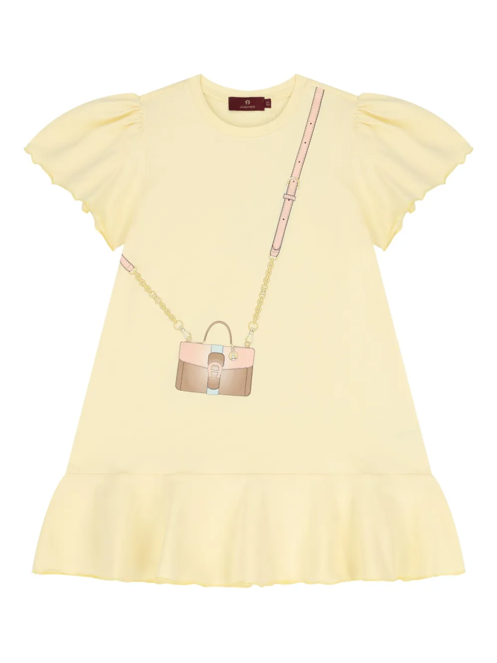 Aigner Kids puff-sleeve crossbody-bag dress Geel