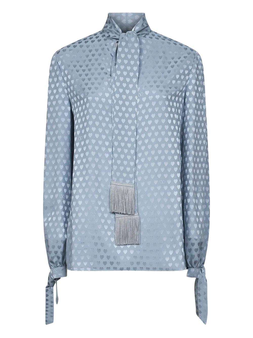 Valentino Garavani fringed heart-motif shirt Blauw
