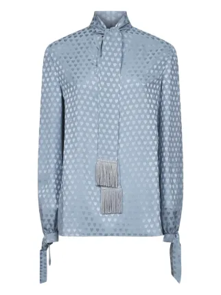 Valentino Garavani フリンジ ハートモチーフ シャツ | ブルー 