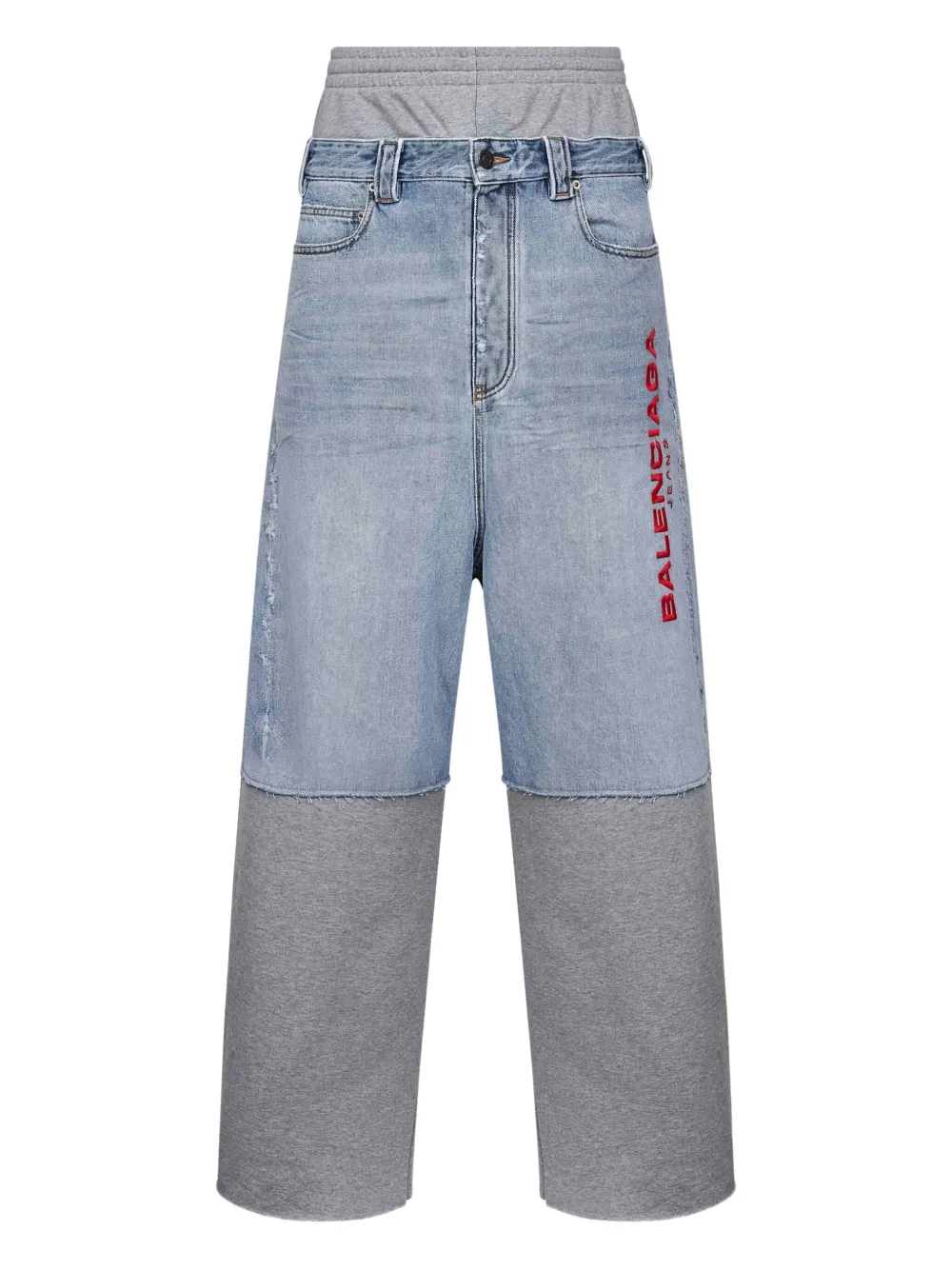 Balenciaga fleece-insert frayed trousers Blauw