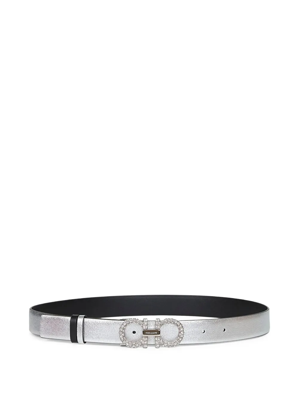 Ferragamo Gancini crystal-embellished belt Grijs