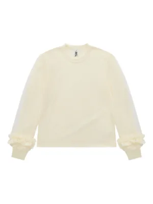 Noir Kei Ninomiya チュールレイヤーラッフル Tシャツ | ホワイト