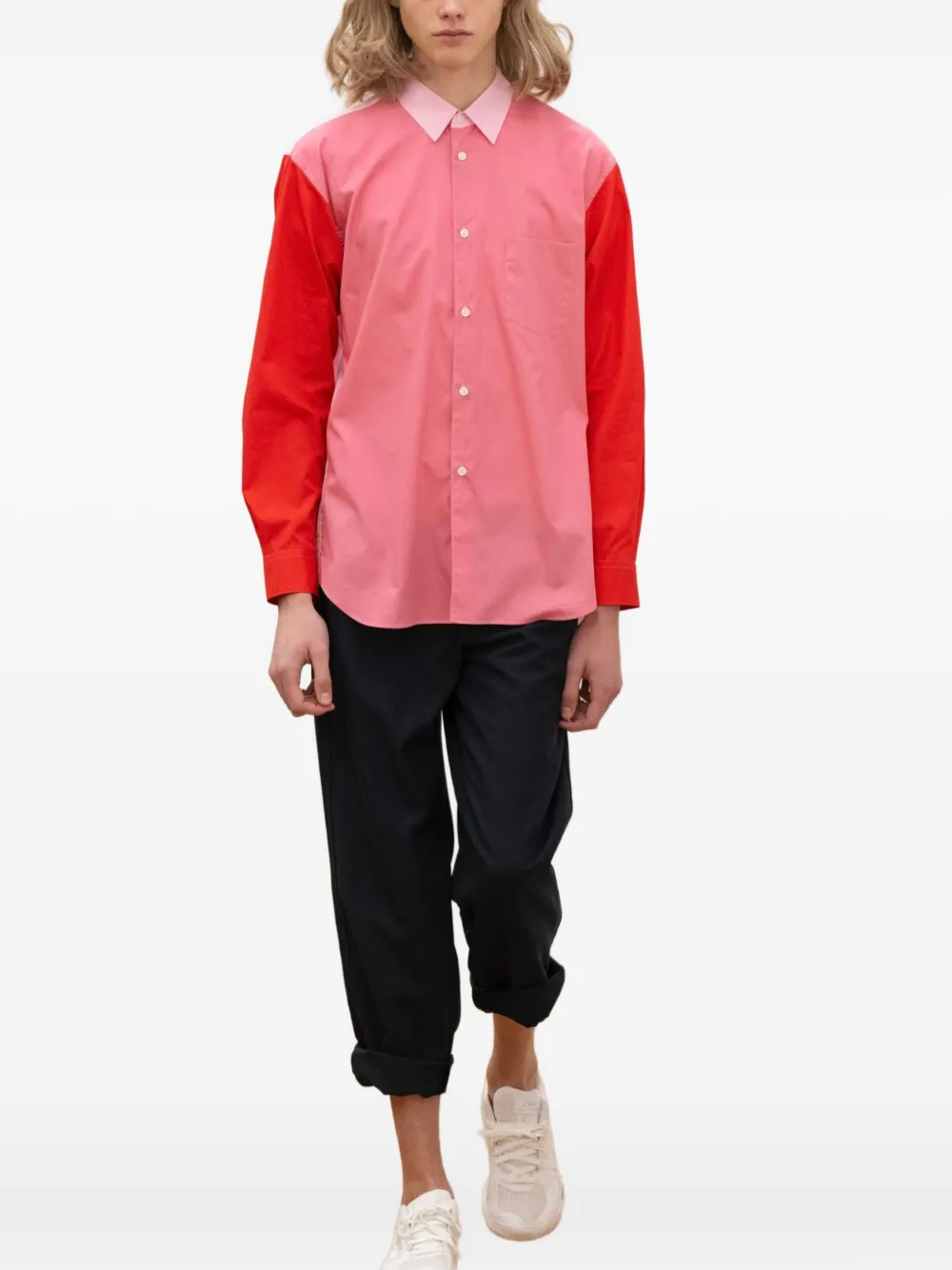 Comme Des Garçons Shirt Overhemd met colourblocking - Roze