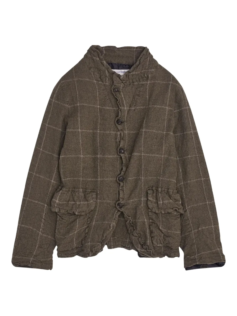 Comme Des Garçons Shirt ruffled check jacket – Green