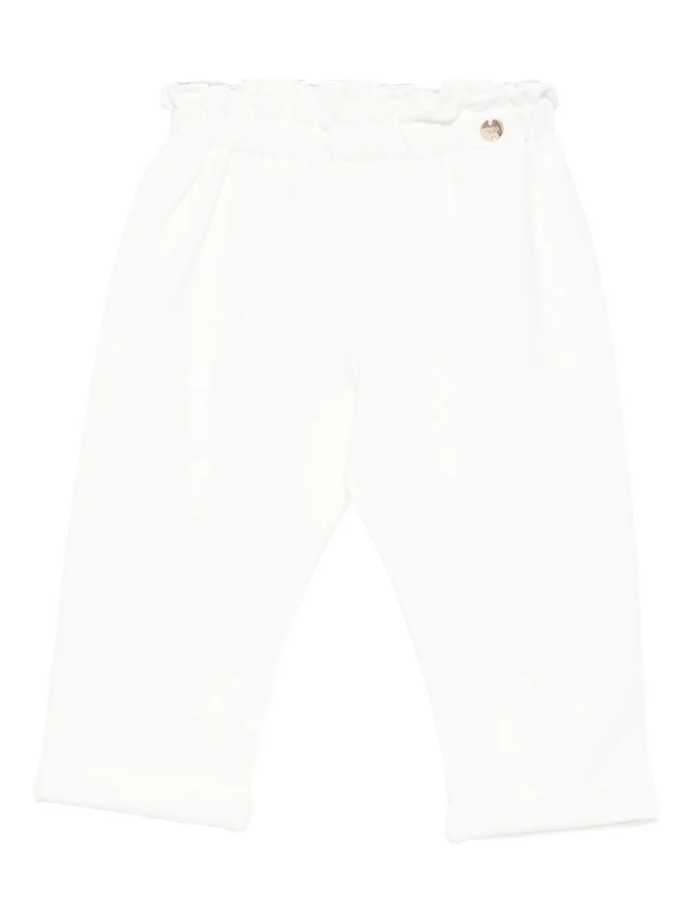 Liu •jo Elastic-waistband Button-detail Trousers In White