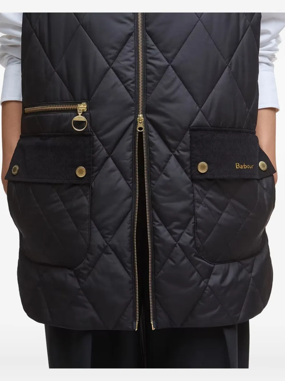 Barbour Lydia diamond-quilted gilet Zwart
