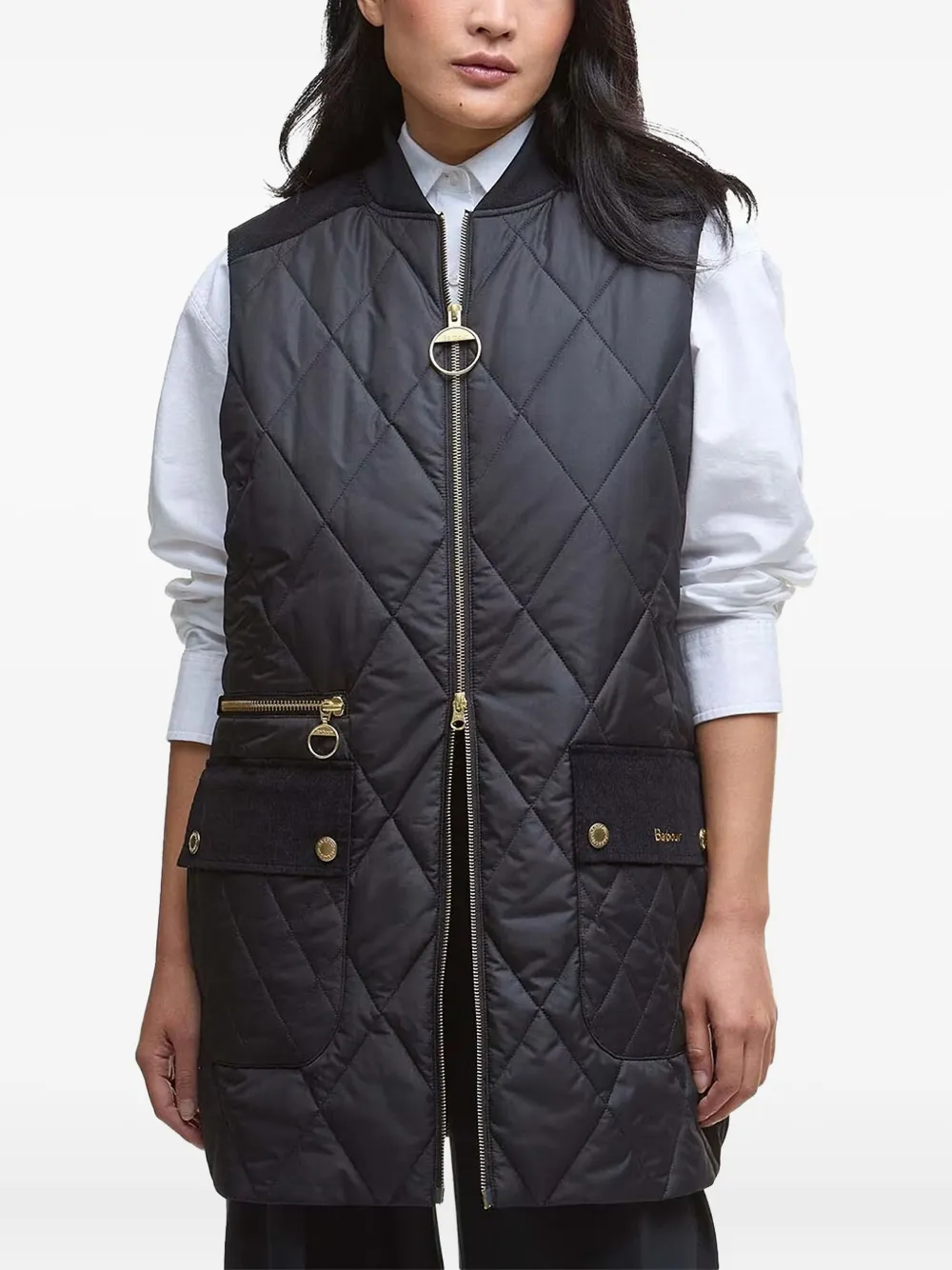 Barbour Lydia diamond-quilted gilet Zwart