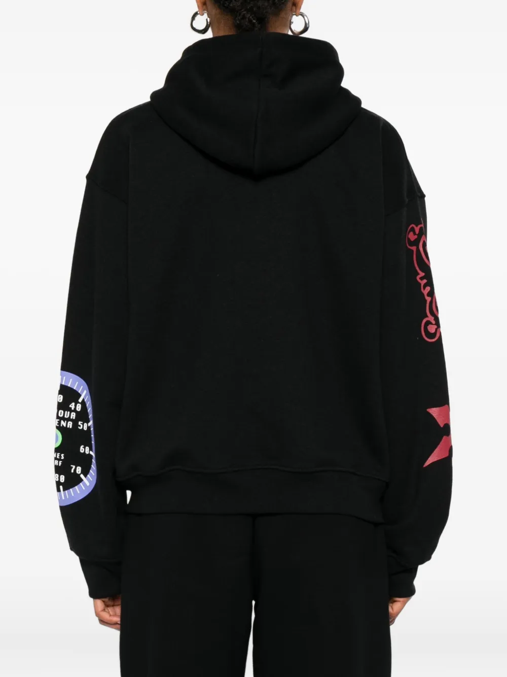 Chopova Lowena Flying High Graphic-print Zip-up Hoodie In Black