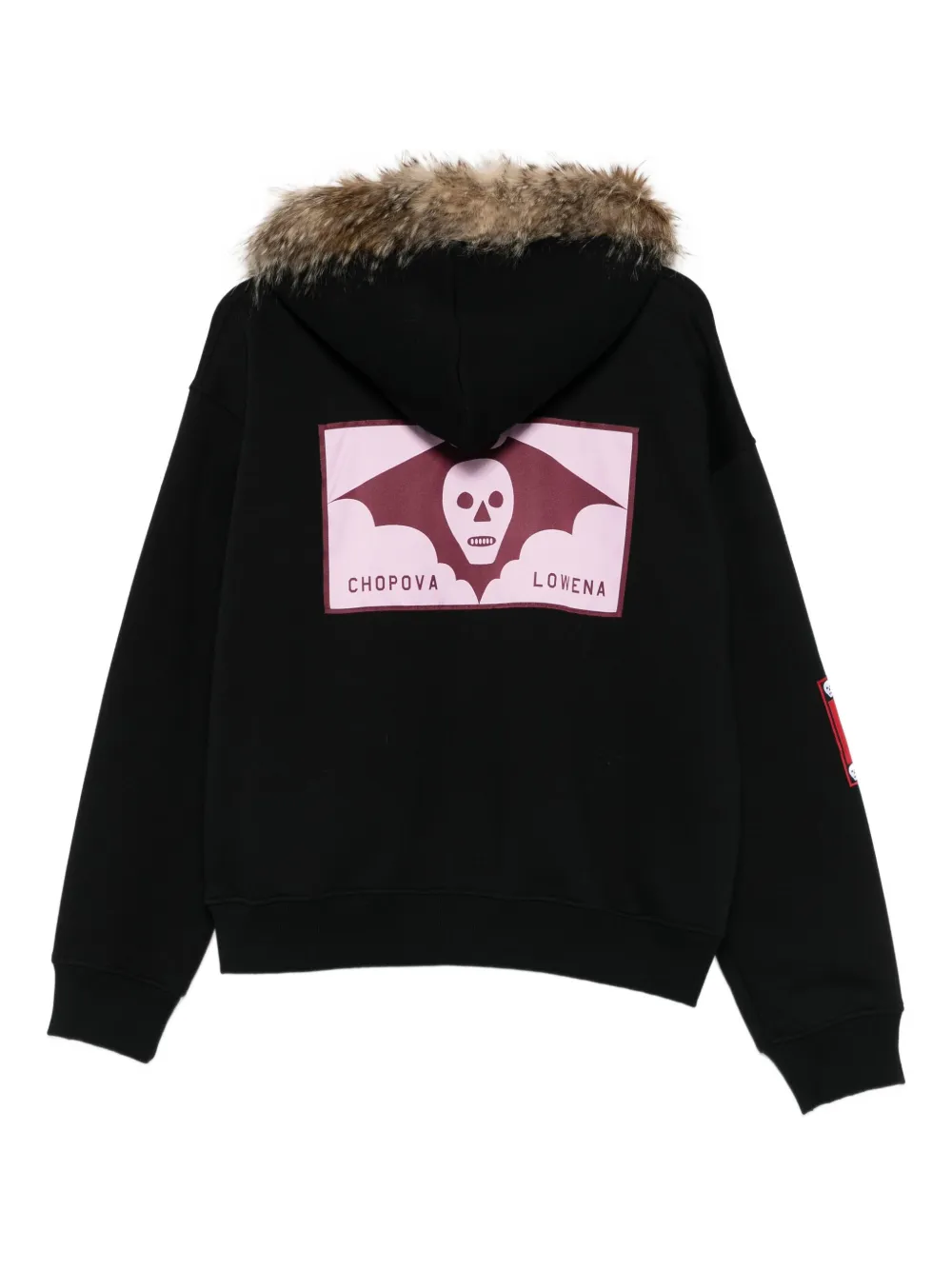 Chopova Lowena Fuz fur-trimmed patch-detail hoodie | Sweaters | Image 2