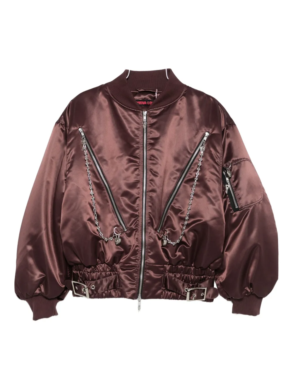 Chopova Lowena Chain-embellished Bomber Jacket In Brown
