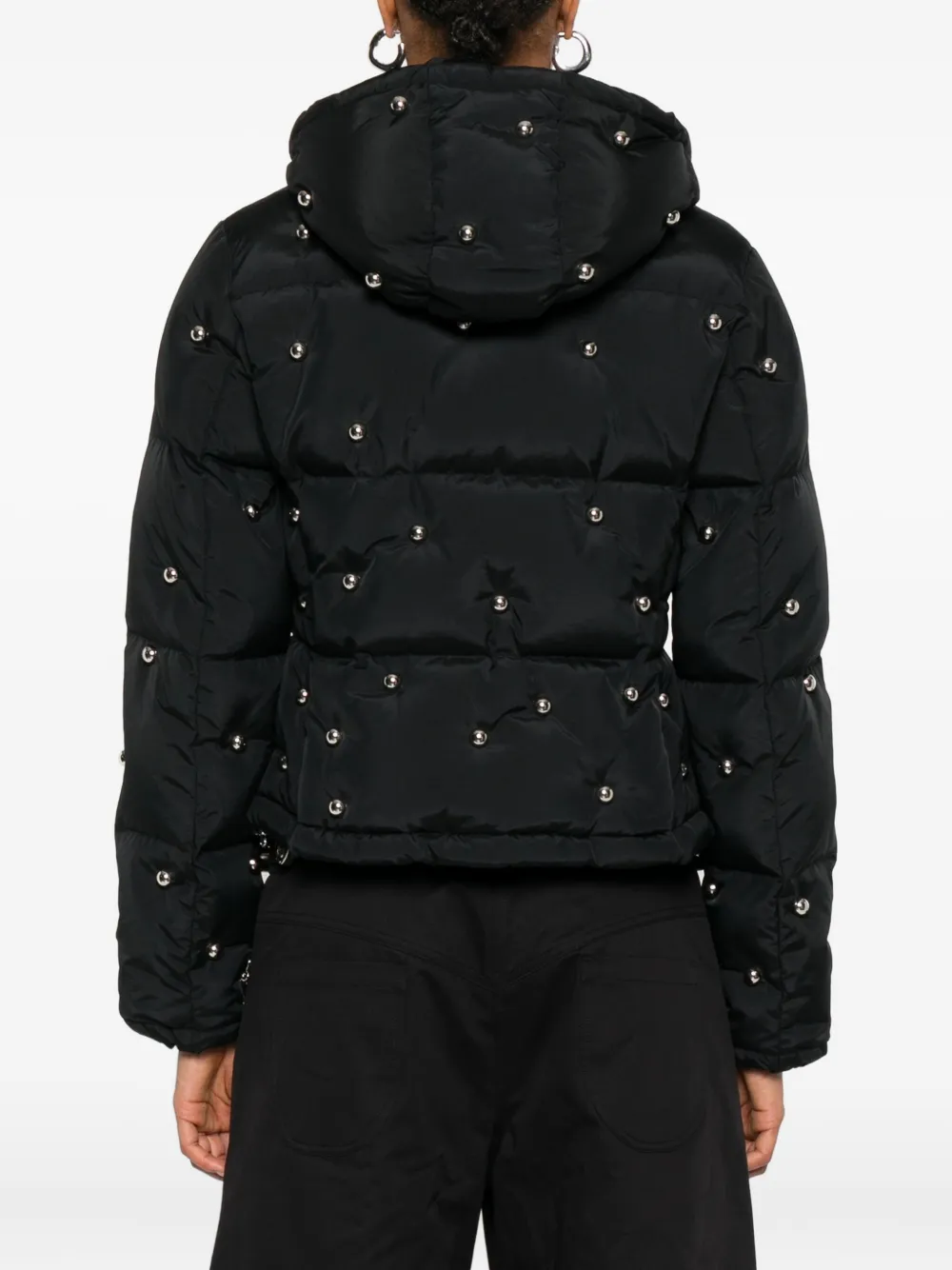 Chopova Lowena Fallout Hooded Studded Puffer Jacket In Black