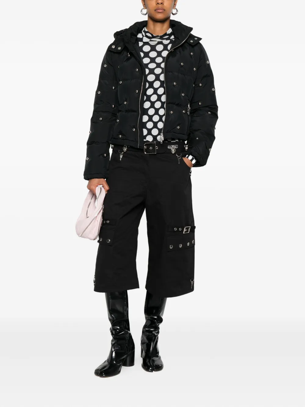 Chopova Lowena Fallout Hooded Studded Puffer Jacket In Black