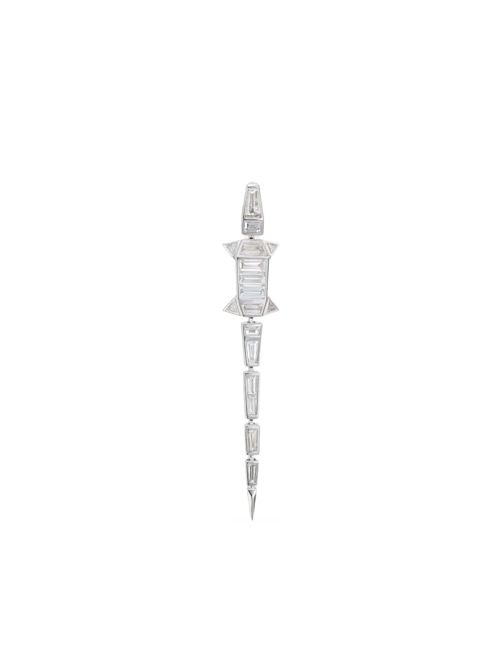 Bibi van der Velden 18K white gold  Alligator Extra Long diamond earring | Silver | Image 1