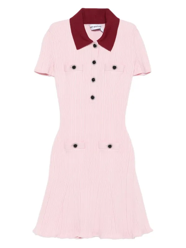 Self-Portrait Embellished Ribbed Mini Dress | Pink | FARFETCH Self-Portrait Embellished Ribbed Mini Dress | Pink | FARFETCH