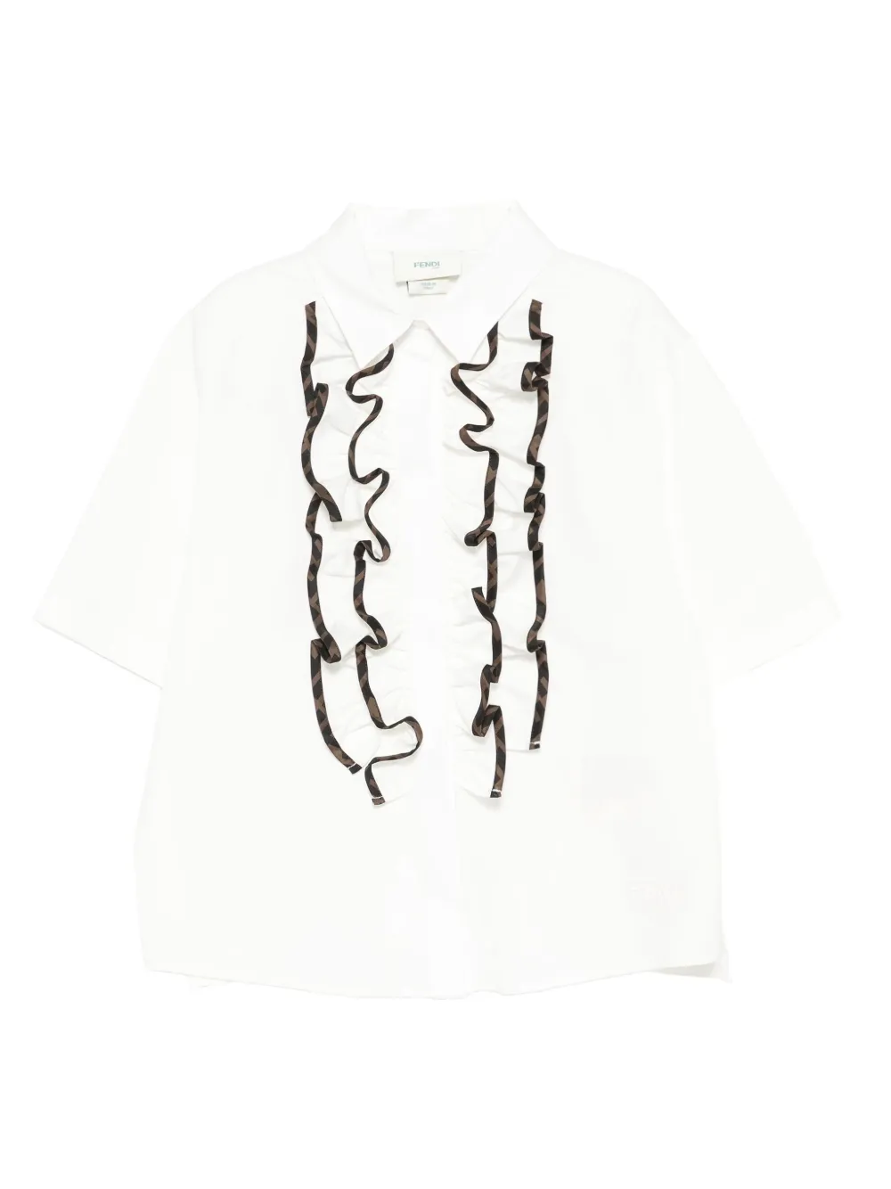 Fendi Kids Katoen shirt met ruches Wit