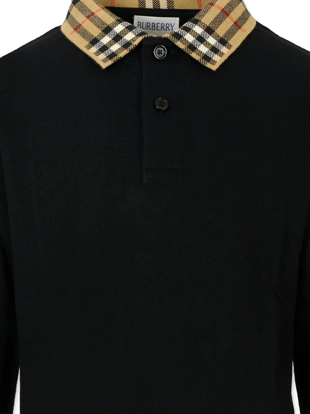 Burberry Kids check-trimmed polo shirt Zwart