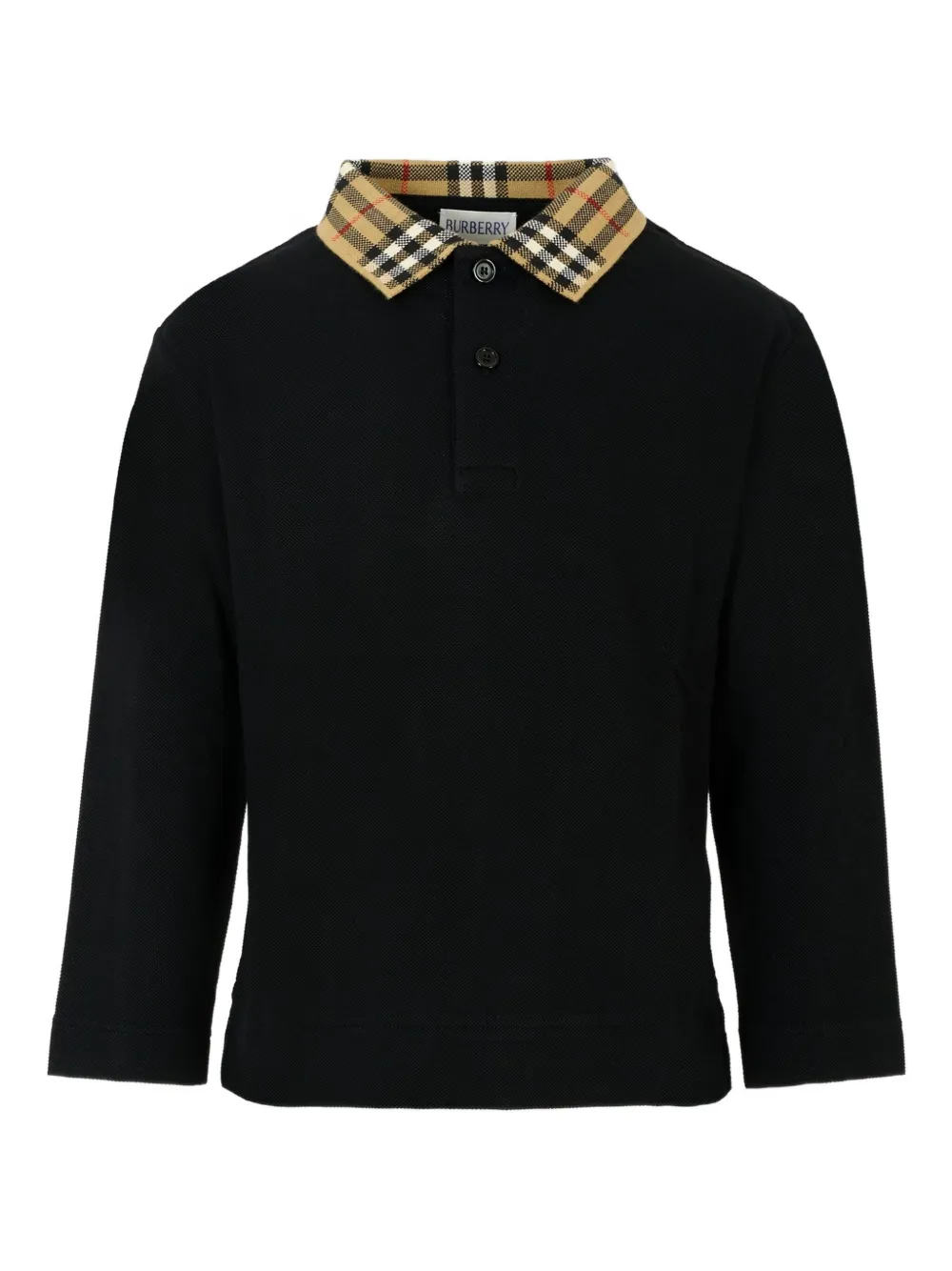 Burberry Kids check-trimmed polo shirt Zwart