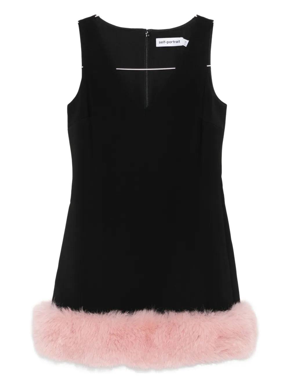 Self-portrait Fur-trimmed Sleeveless Dress In Multi