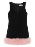 Self-Portrait fur-trimmed sleeveless dress - Black