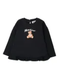 Moschino Kids teddy bear-print ruffled T-shirt - Black
