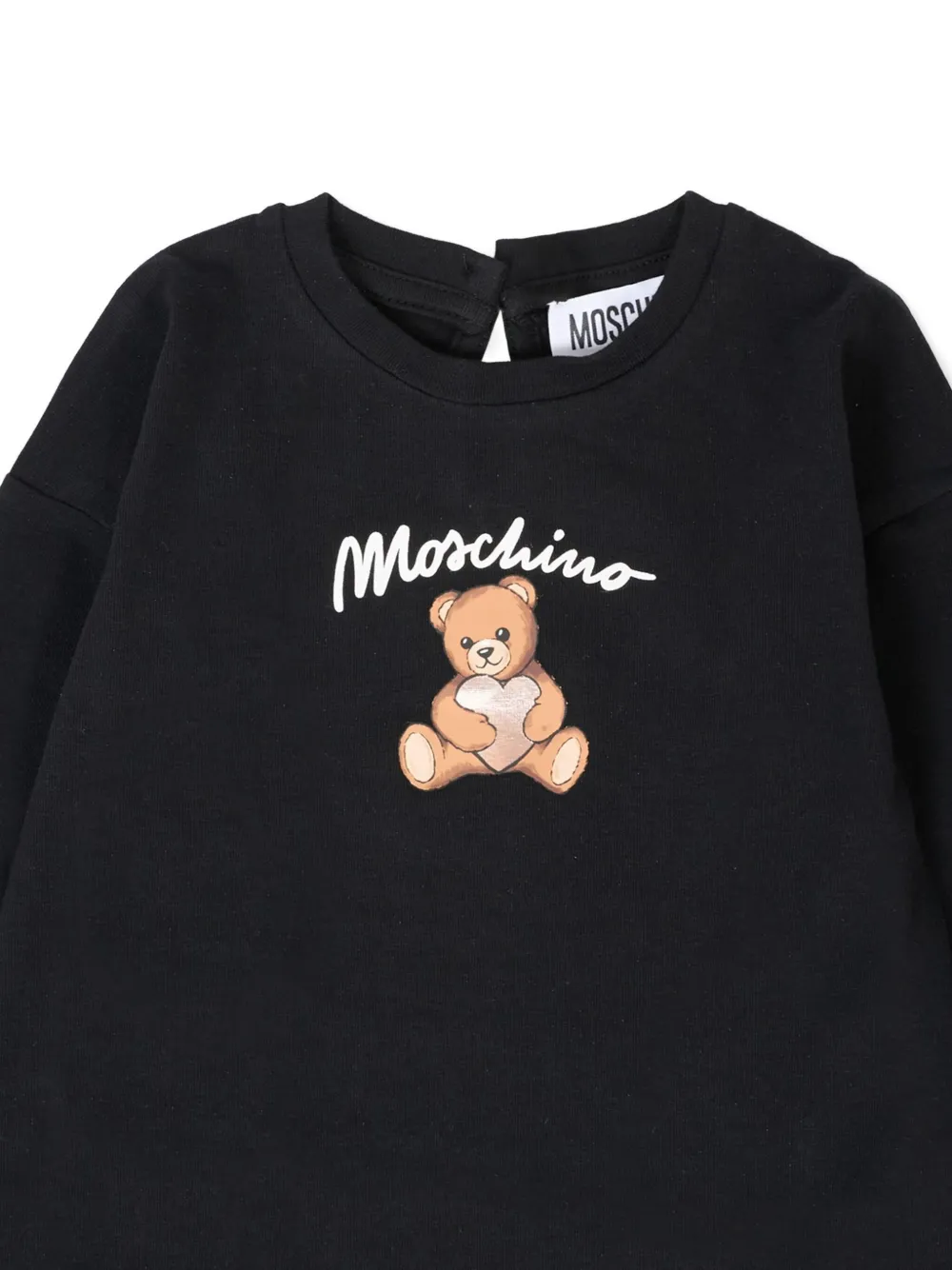 Moschino Kids teddy bear-print ruffled T-shirt Zwart