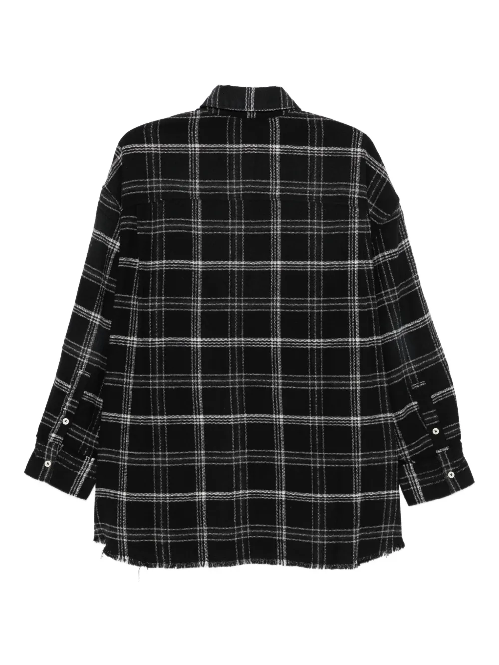Joshua Sanders frayed check-pattern shirt - Zwart