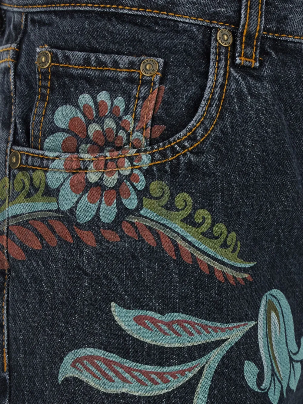 ETRO floral print straigh-leg jeans Blauw