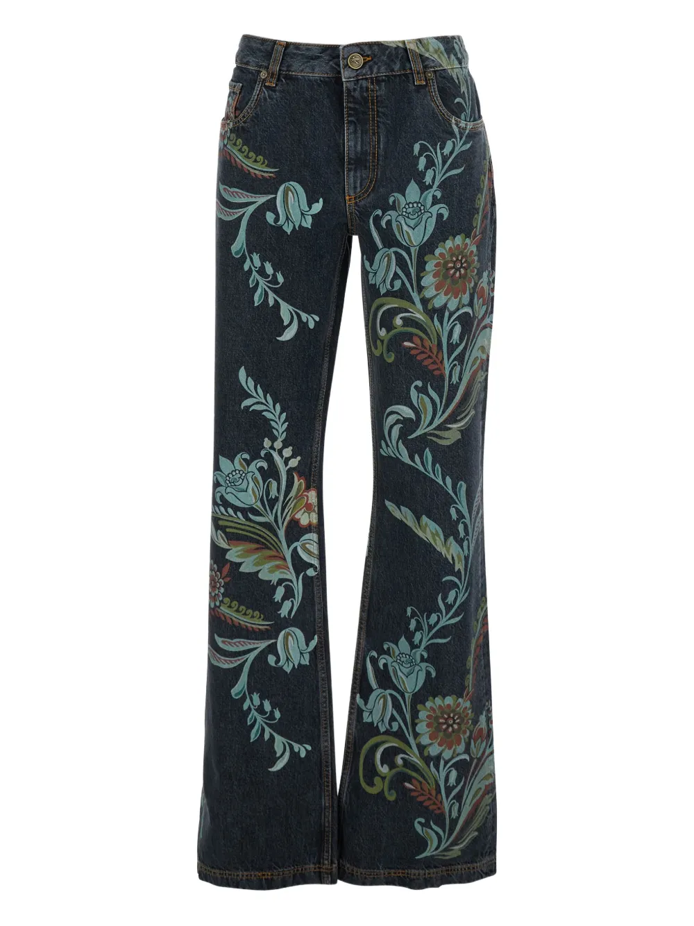 floral print straigh-leg jeans
