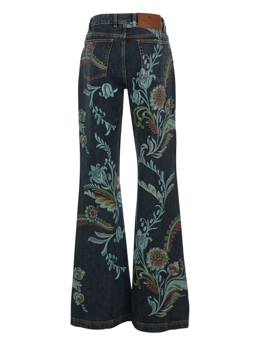 ETRO floral print straigh-leg jeans Blauw