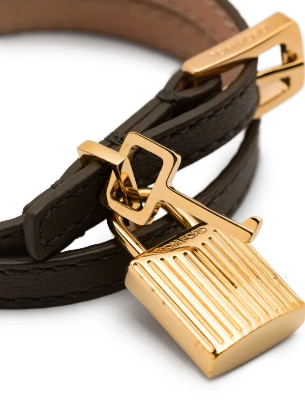 TOM FORD Padlock Leather Bracelet | Gold | FARFETCH IL