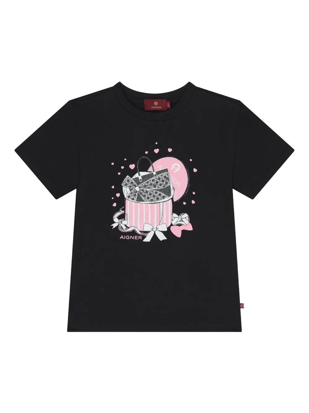 Aigner Kids bag print T-shirt Zwart