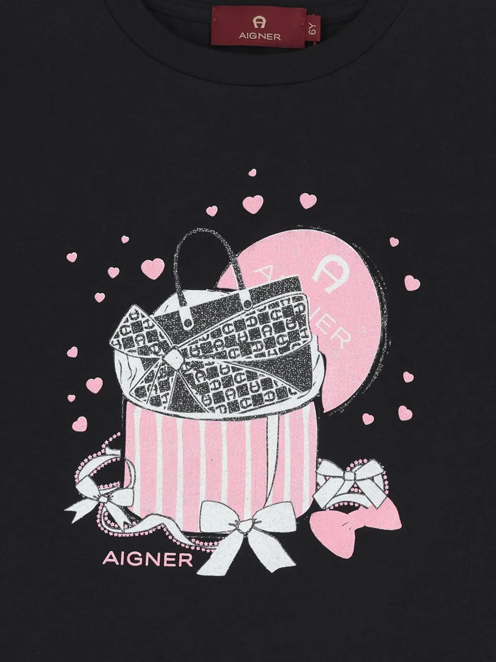 Aigner Kids bag print T-shirt Zwart