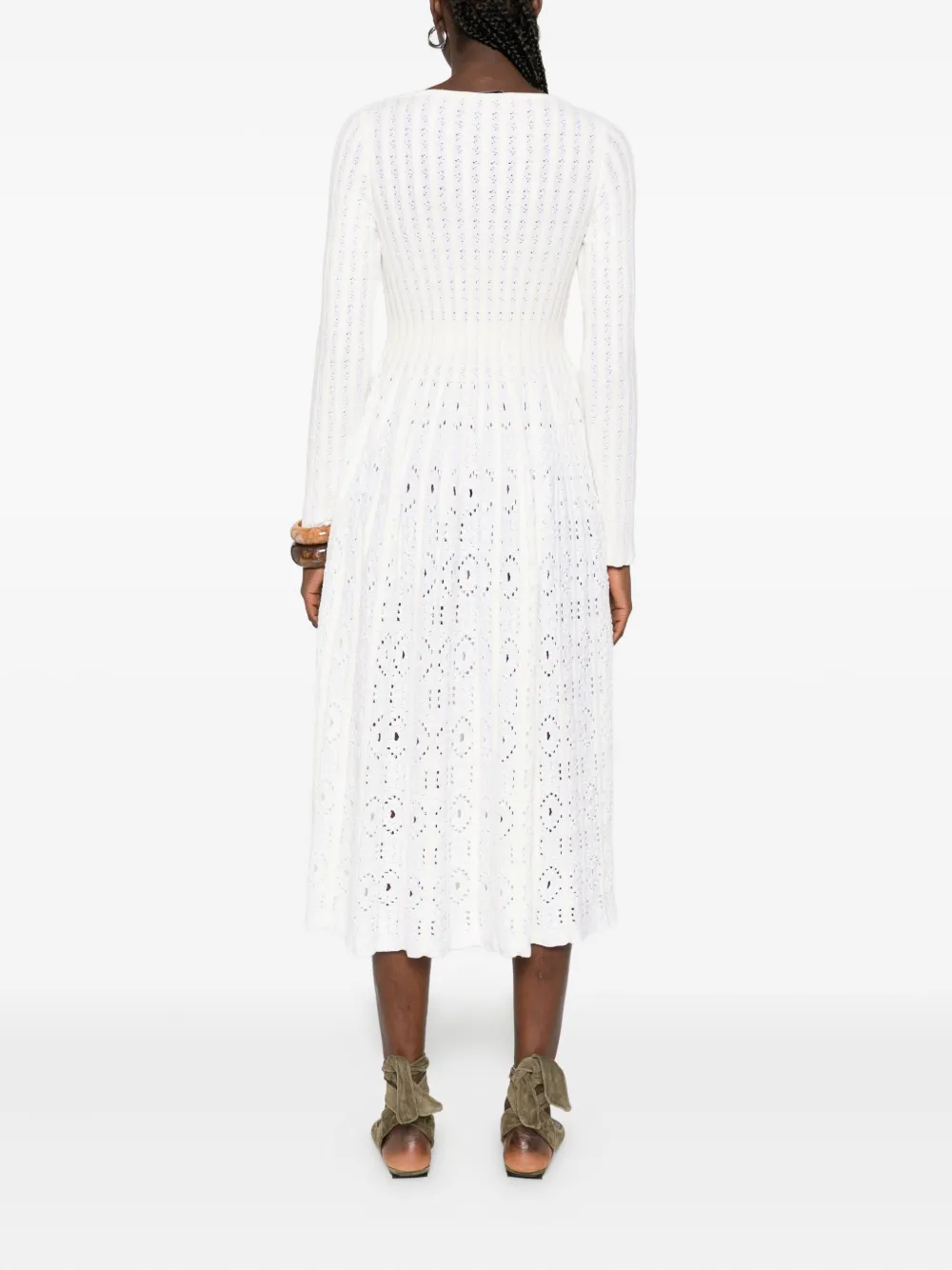 Antonino Valenti eyelet pleated midi dress Wit