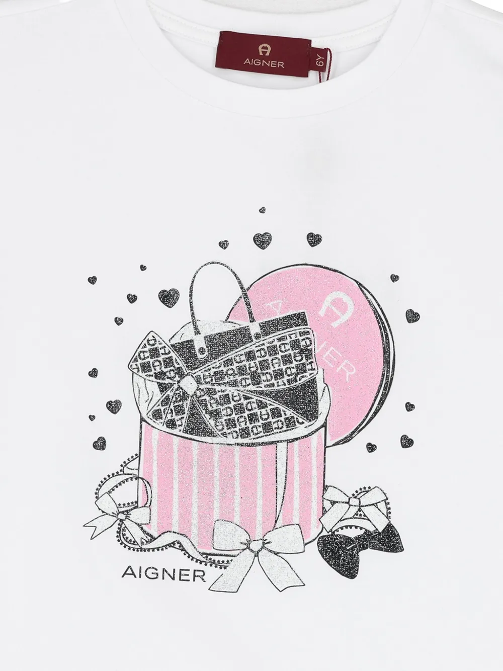 Aigner Kids gift-box glitter-print T-shirt Wit
