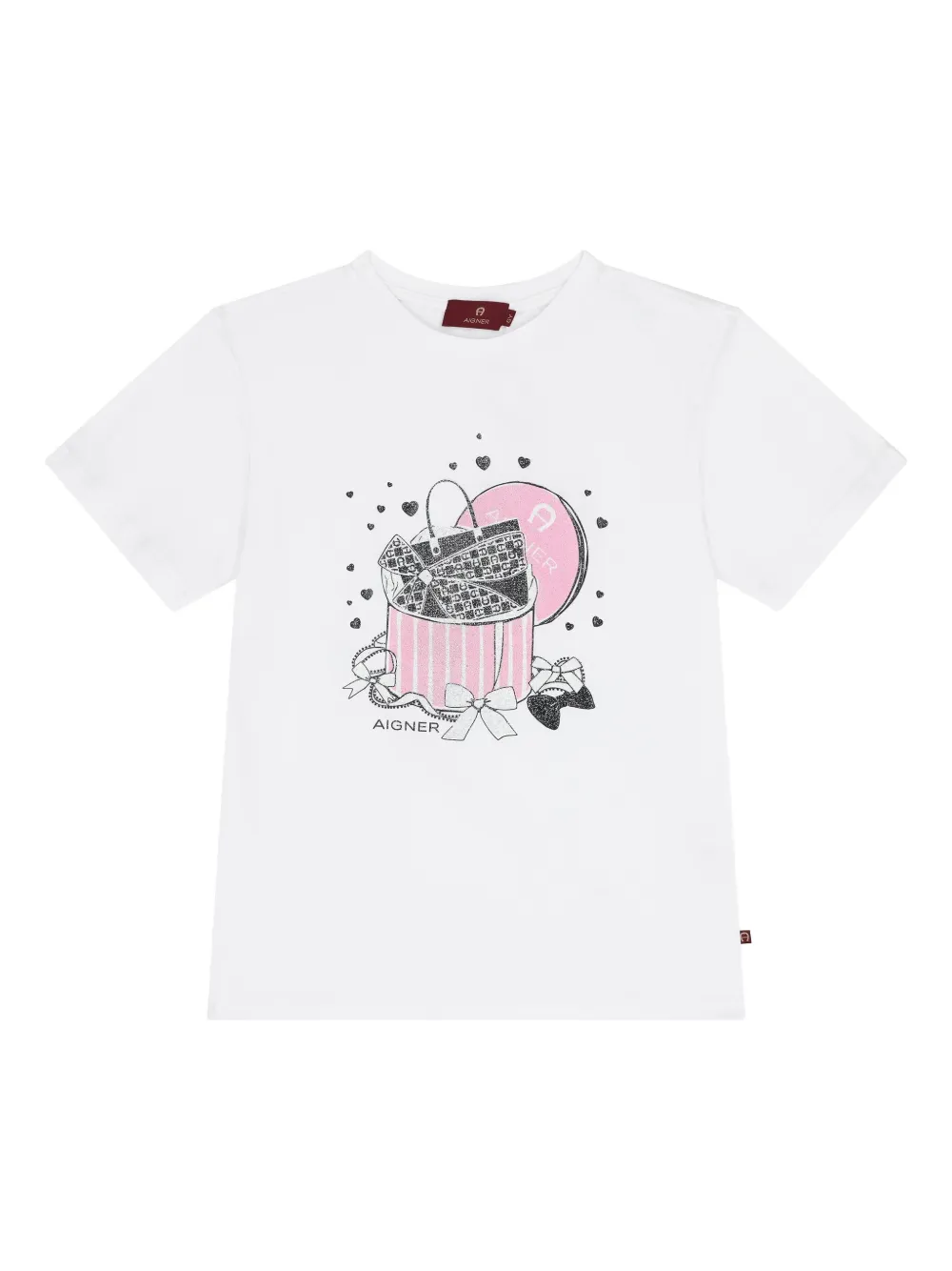 Aigner Kids gift-box glitter-print T-shirt Wit