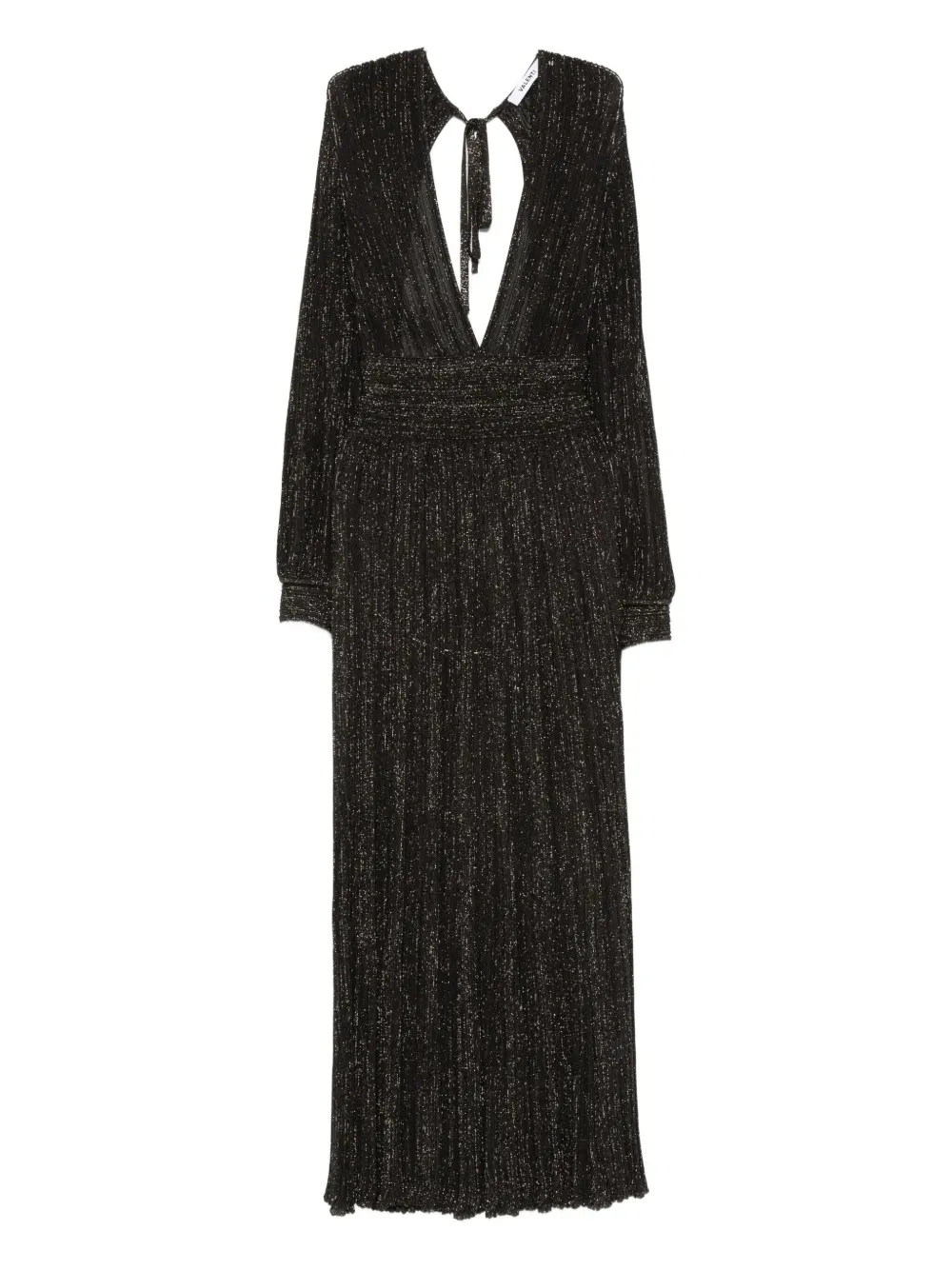 Antonino Valenti pleated V-neck maxi dress Zwart